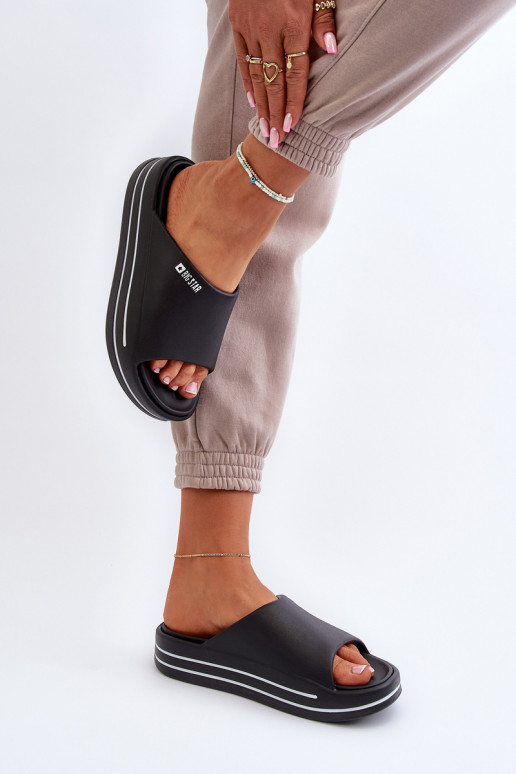 Damenhausschuhe mit einer Plattform Big Star NN274A037 schZuarze Farbe Damenhausschuhe mit einer Plattform Big Star NN274A037 schZuarze Farbe