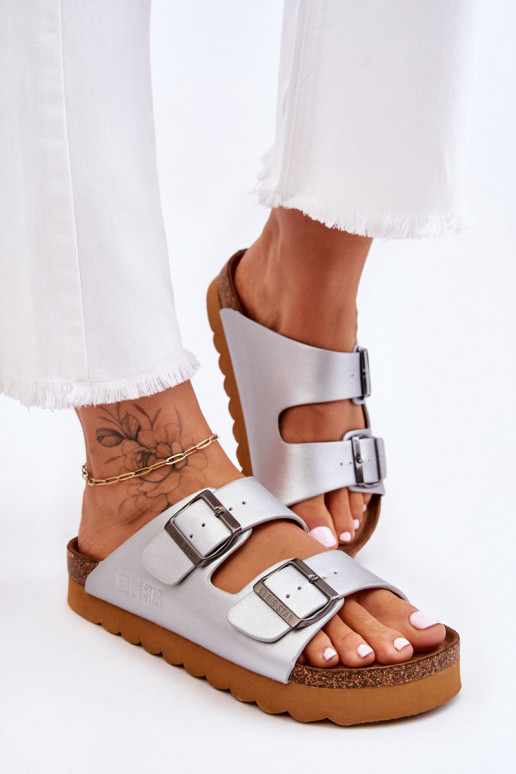 Klassisches Stilvollll Feminin Hausschuhe Big Star LL274476 Silberfarbe