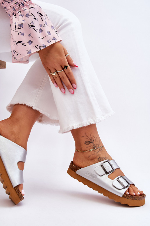 Klassisches Stilvollll Feminin Hausschuhe Big Star LL274476 Silberfarbe