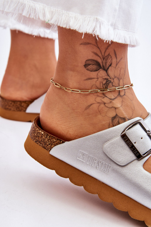 Klassisches Stilvollll Feminin Hausschuhe Big Star LL274476 Silberfarbe