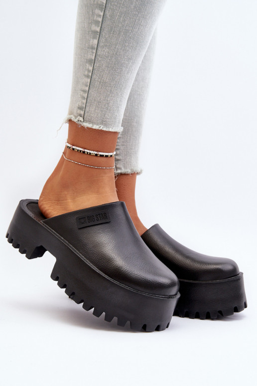 Feminin Hausschuhe mit modischer Es mussssivsohle Big Star NN274014 schZuarze Farbe