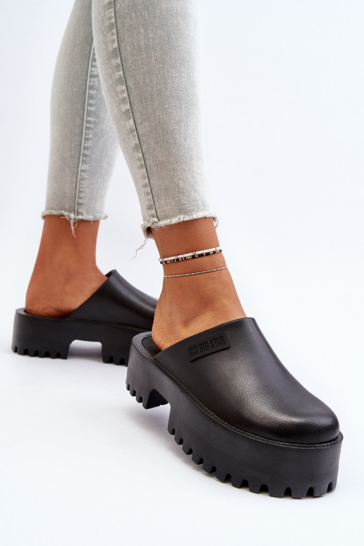 Feminin Hausschuhe mit modischer Es mussssivsohle Big Star NN274014 schZuarze Farbe