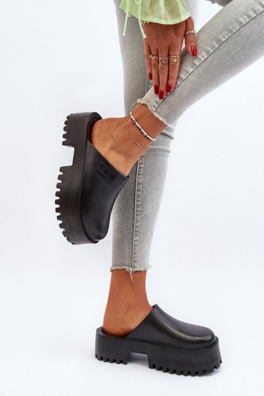 Feminin Hausschuhe mit modischer Es mussssivsohle Big Star NN274014 schZuarze Farbe