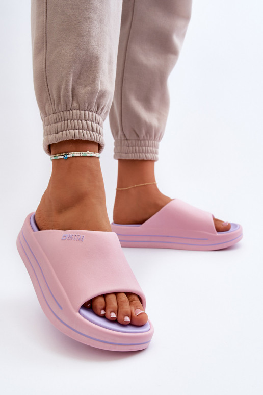 Damen Pantoletten mit Plateau Big Star NN274A035 in Rosa