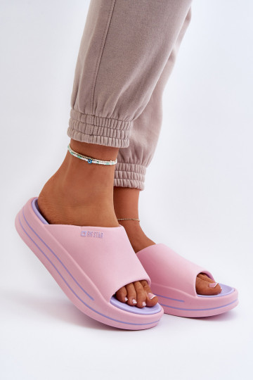 Damenhausschuhe mit einer Plattform Big Star NN274A035 pinke Farbe 2