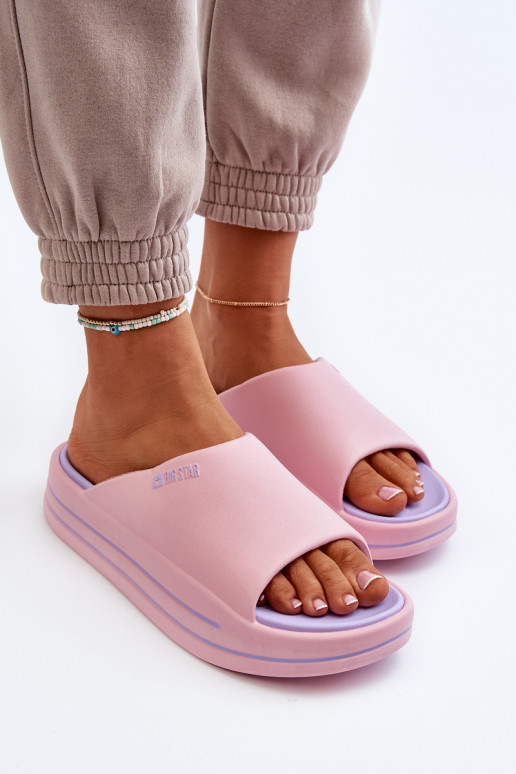 Damenhausschuhe mit einer Plattform Big Star NN274A035 pinke Farbe