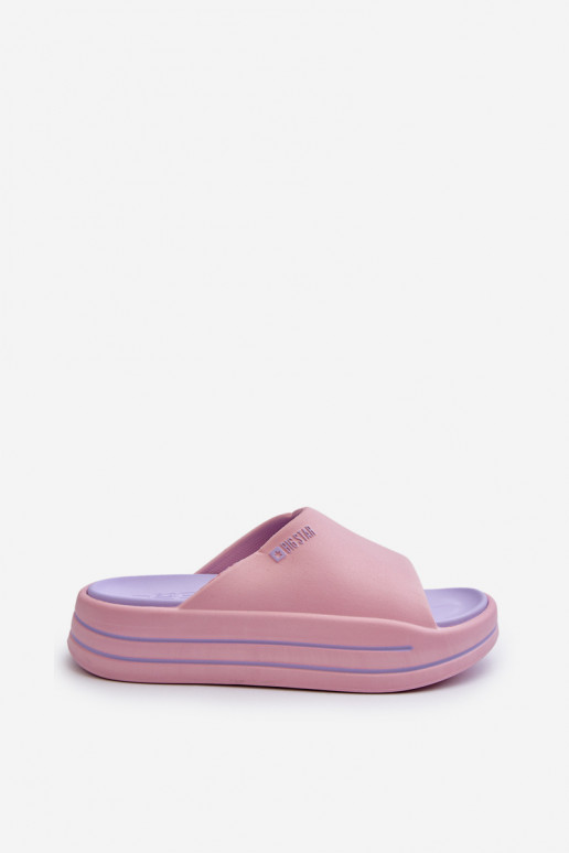 Damen Pantoletten mit Plateau Big Star NN274A035 in Rosa