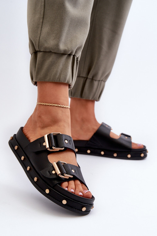 Damenhausschuhe mit einer Plattform Big Star NN27402 schZuarze Farbe