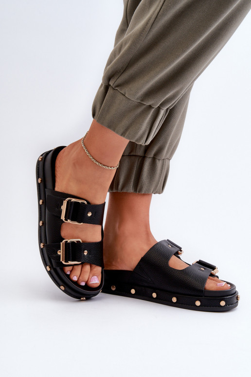 Damenhausschuhe mit einer Plattform Big Star NN27402 schZuarze Farbe