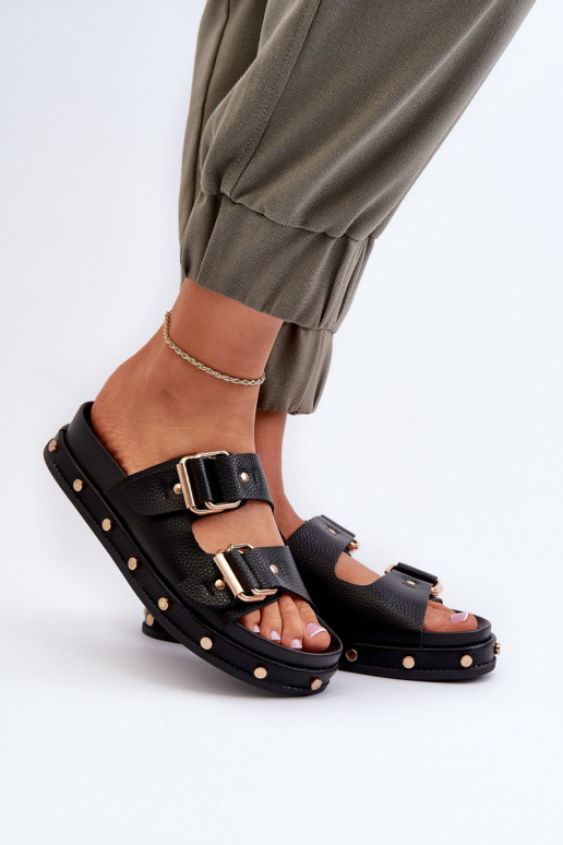 Damenhausschuhe mit einer Plattform Big Star NN27402 schZuarze Farbe