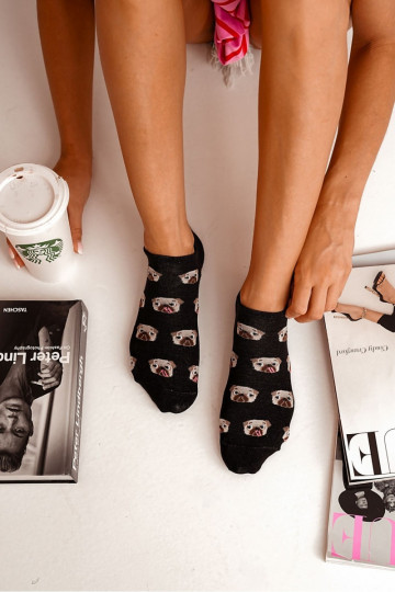 Socken Feminin BaZuełniane IN Mopsy schZuarze Farbe