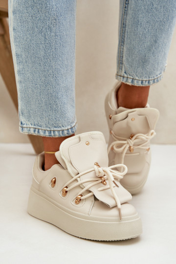 Sneakers Damen mit Plattform in Sandfarbe Dolistana