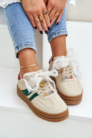 Sneakers Stilvollllschuhe Feminin Z Przypinkami Beige Jariana