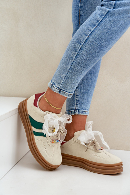 Sneakers Stilvollllschuhe Feminin Z Przypinkami Beige Jariana Sneakers Stilvollllschuhe Feminin Z Przypinkami Beige Jariana