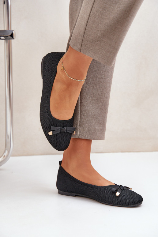 Netz Ballerinas mit Bändern schZuarze Farbe Bianila Netz Ballerinas mit Bändern schZuarze Farbe Bianila