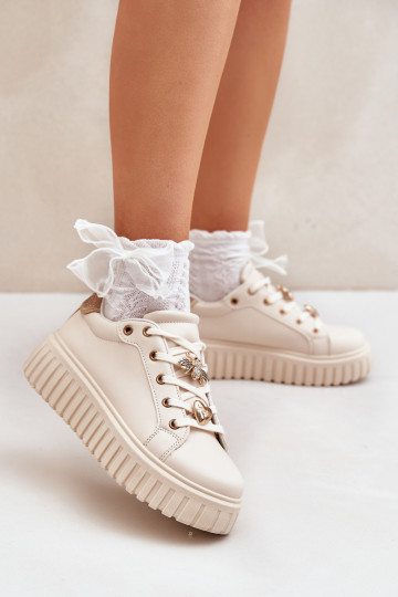 Sneaker Modellschuhe für Frauen mit Ziersteinen in Sand Grelesi