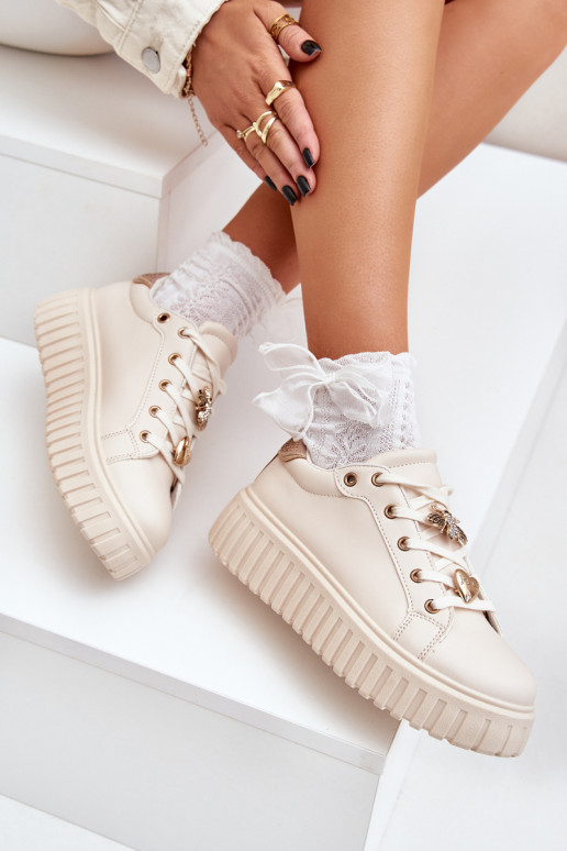 Sneakers Stilvollllschuhe Feminin Z Przypinkami Beige Grelesi Sneakers Stilvollllschuhe Feminin Z Przypinkami Beige Grelesi