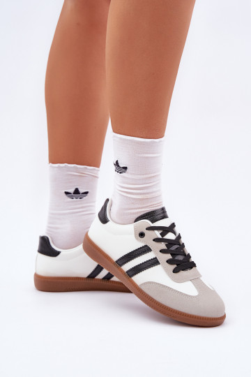 Flache Sportschuhe für Frauen in Weiß-Schwarz Loredis 2