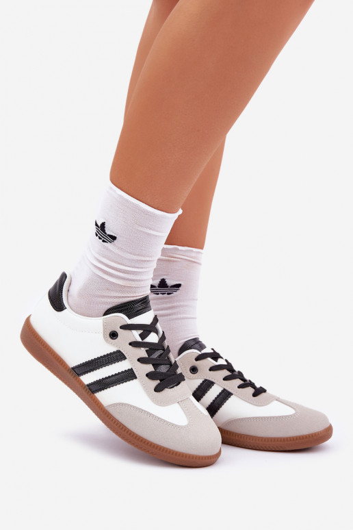 Turnschuhe mit flacher Sohle Turnschuhe Feminin INeiß-schZuarze Farbe Loredis