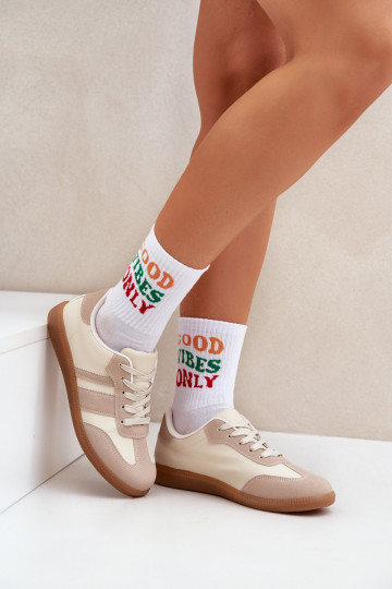 Niedrig Sneakers Stilvollllschuhe Feminin aus Öko-Leder Beige Nonalorin