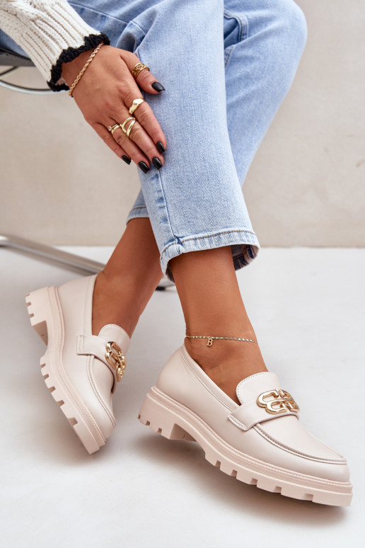Mokassins für Damen Ze goldene Farbem Detalem Beige Trionna Mokassins für Damen Ze goldene Farbem Detalem Beige Trionna