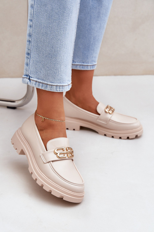 Mokassins für Damen Ze goldene Farbem Detalem Beige Trionna Mokassins für Damen Ze goldene Farbem Detalem Beige Trionna