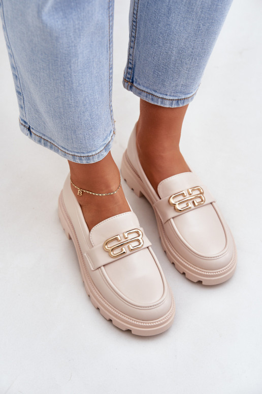 Mokassins für Damen Ze goldene Farbem Detalem Beige Trionna Mokassins für Damen Ze goldene Farbem Detalem Beige Trionna