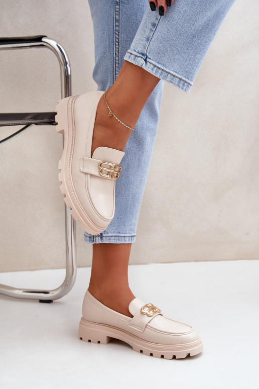 Mokassins für Damen Ze goldene Farbem Detalem Beige Trionna Mokassins für Damen Ze goldene Farbem Detalem Beige Trionna