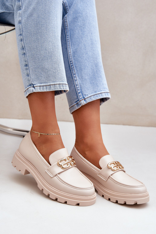 Mokassins für Damen Ze goldene Farbem Detalem Beige Trionna Mokassins für Damen Ze goldene Farbem Detalem Beige Trionna