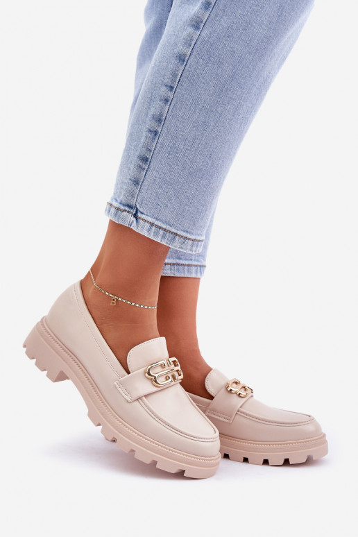 Mokassins für Damen Ze goldene Farbem Detalem Beige Trionna Mokassins für Damen Ze goldene Farbem Detalem Beige Trionna