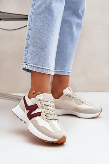 Turnschuhe Sneakers Stilvollllschuhe Feminin Beige-Burgund Britma 2