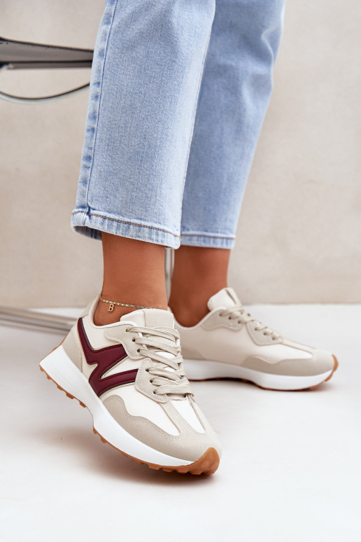 Turnschuhe Sneakers Stilvollllschuhe Feminin Beige-Burgund Britma
