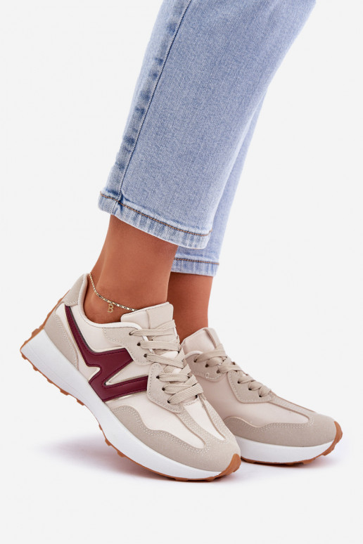Turnschuhe Sneakers Stilvollllschuhe Feminin Beige-Burgund Britma