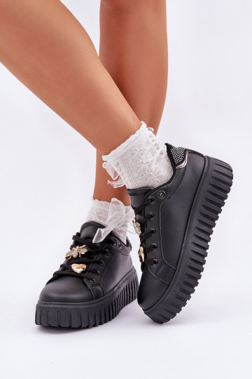 Sneakers Stilvollllschuhe Feminin Z Przypinkami schZuarze Farbe Grelesi