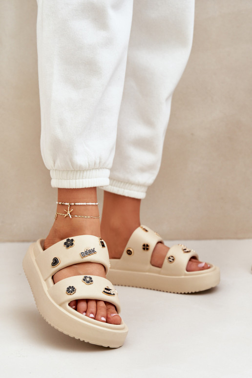 Leichte Hausschuhe Damenhausschuhe Z Przypinkami Beige Ravanala