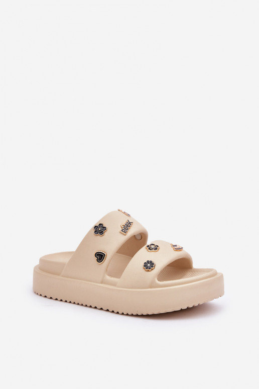 Leichte Hausschuhe Damenhausschuhe Z Przypinkami Beige Ravanala