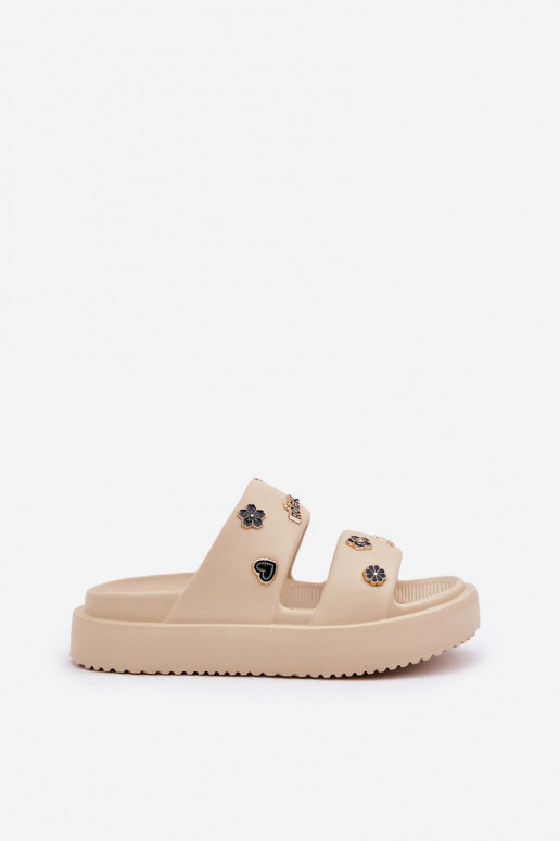 Leichte Hausschuhe Damenhausschuhe Z Przypinkami Beige Ravanala