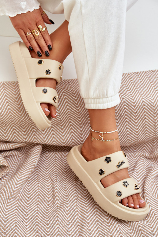 Leichte Hausschuhe Damenhausschuhe Z Przypinkami Beige Ravanala