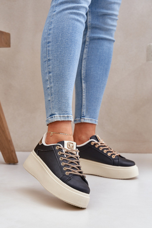 Sneakers Stilvollllschuhe mit einer Plattform Mit Dekorationeni SznuróZukami schZuarze Farbe Fonetha Sneakers Stilvollllschuhe mit einer Plattform Mit Dekorationeni SznuróZukami schZuarze Farbe Fonetha