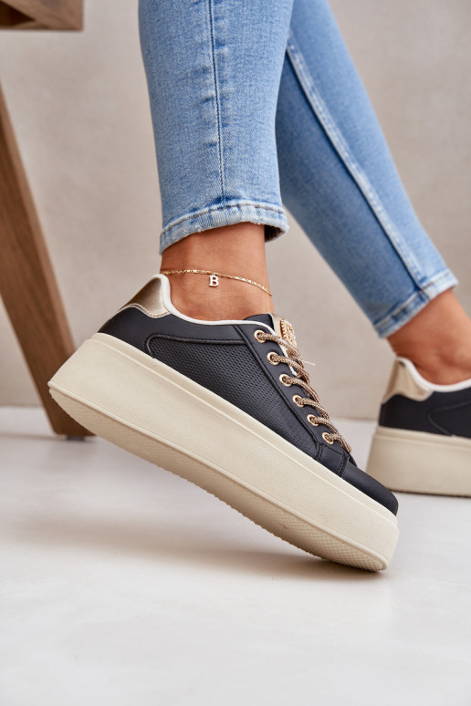 Sneakers Stilvollllschuhe mit einer Plattform Mit Dekorationeni SznuróZukami schZuarze Farbe Fonetha Sneakers Stilvollllschuhe mit einer Plattform Mit Dekorationeni SznuróZukami schZuarze Farbe Fonetha