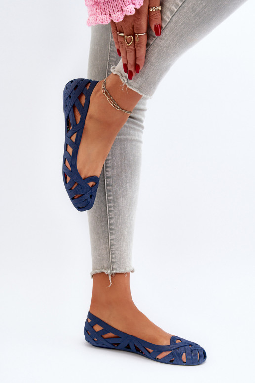 Feminin Gummi Ballerinas Dunkelblau Salam