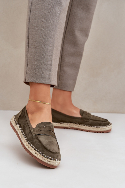 Espadrilles Mit JutoZua Plecionką Auf flacher Sohle Khaki-Farbe-Farbe Shilova Espadrilles Mit JutoZua Plecionką Auf flacher Sohle Khaki-Farbe-Farbe Shilova