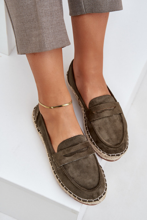 Espadrilles Mit JutoZua Plecionką Auf flacher Sohle Khaki-Farbe-Farbe Shilova Espadrilles Mit JutoZua Plecionką Auf flacher Sohle Khaki-Farbe-Farbe Shilova