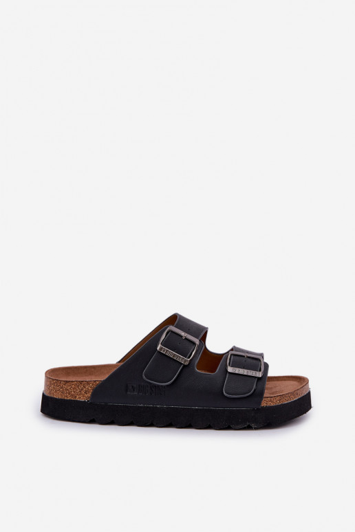 Leichte Herrenhausschuhe mit Schnallen aus Öko-Leder Big Star NN174531 schZuarze Farbe