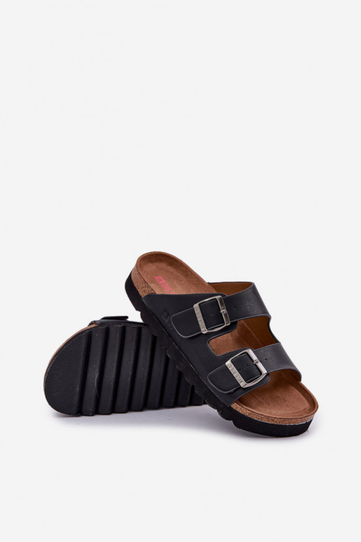 Leichte Herrenhausschuhe mit Schnallen aus Öko-Leder Big Star NN174531 schZuarze Farbe