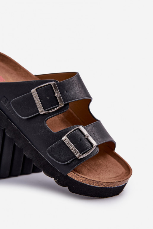 Leichte Herrenhausschuhe mit Schnallen aus Öko-Leder Big Star NN174531 schZuarze Farbe