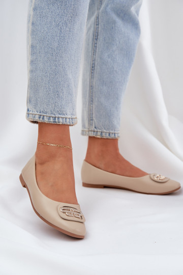 Ballerinas Auf flacher Sohle mit Ornamenten Beige Ainoria