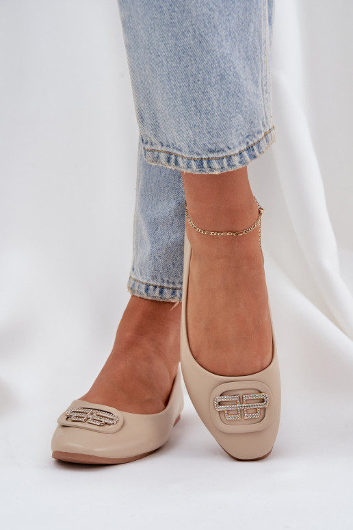 Ballerinas Auf flacher Sohle mit Ornamenten Beige Ainoria Ballerinas Auf flacher Sohle mit Ornamenten Beige Ainoria