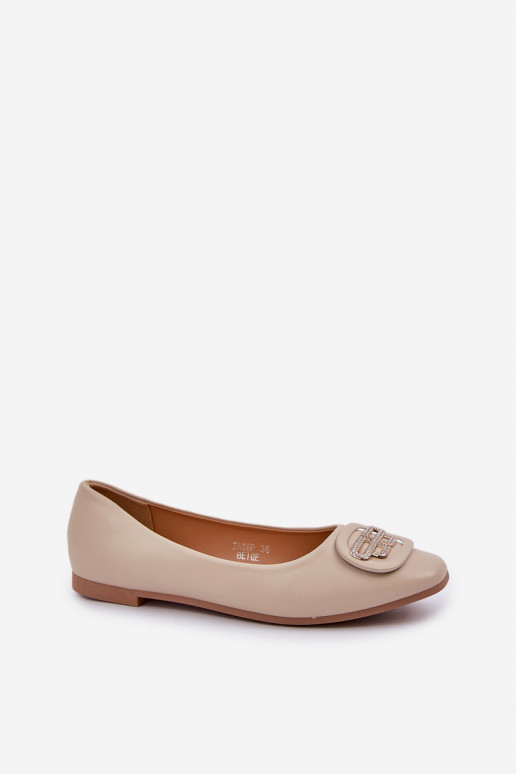 Ballerinas Auf flacher Sohle mit Ornamenten Beige Ainoria Ballerinas Auf flacher Sohle mit Ornamenten Beige Ainoria