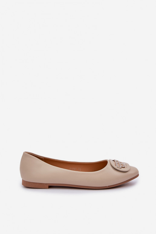 Ballerinas Auf flacher Sohle mit Ornamenten Beige Ainoria Ballerinas Auf flacher Sohle mit Ornamenten Beige Ainoria